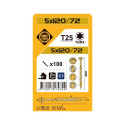 CHIPBOARD SCR T25 5.0X120/72 YELL ZN(100
