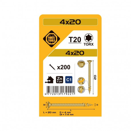 laudkruvi T20 4.0x20 kollane tsink (200)