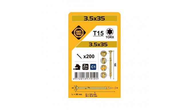 Puitlaastplaat SCR T15 3.5X35 kollane ZN(200)