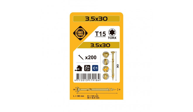 Puitlaastplaat SCR T15 3.5X30 kollane ZN(200)