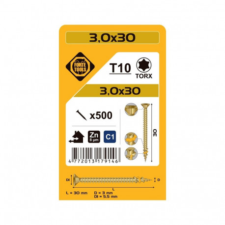 laudkruvi T10 3.0x30 kollane tsink (500)