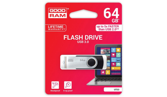 Goodram mälupulk 64GB Twister USB 3.0, must