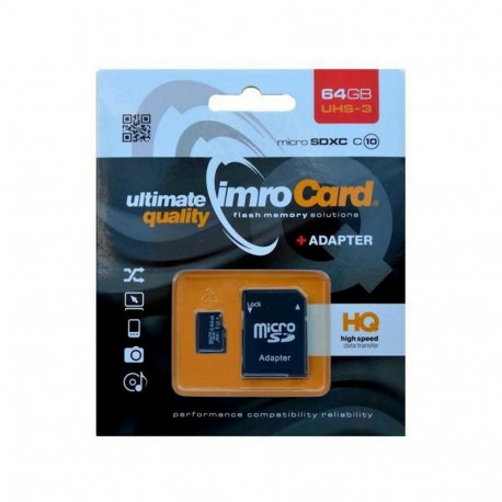 Imro memory card microSDXC 64GB C10 UHS-3 + adapter