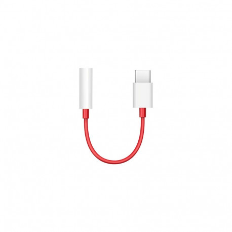 Kõrvaklapipistiku adapter 3.5mm -> USB-C, punane/valge, OnePlus