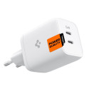 Toalaadija adapter PowerArc 65W Dual, 2x USB-C juhtmele, valge, PD 3.0 GaN kiirlaadimine, PE2106EU, 
