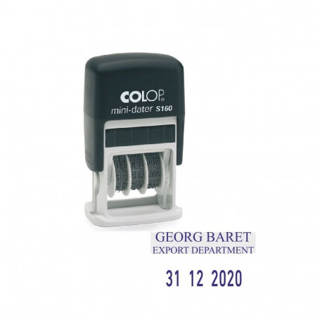 Tempel Colop S160 Dater D03, must korpus, sinine padi