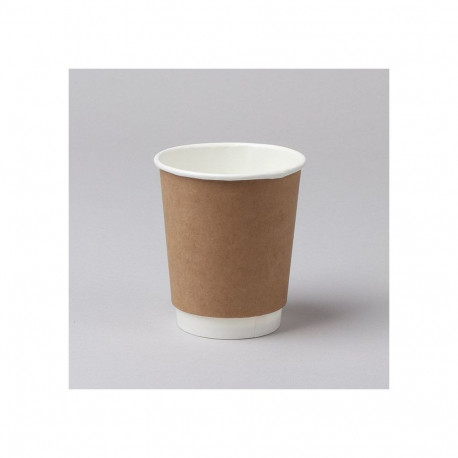 Ühekordsed pabertopsid MULTIPACK, 250 ml, pruun, 25 tk pakis, topelt seinaga