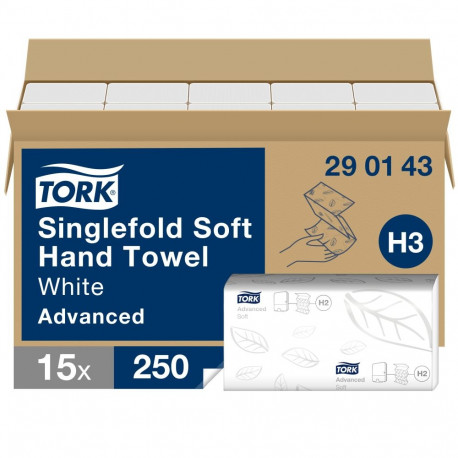Lehtpaberrätikud TORK Soft Singlefold H3, 2-kihiline, 250 lehte 23x22,6 cm (15 tk)
