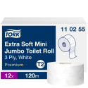 Tualettpaber Tork Extra Soft Mini Jumbo T2, 9,7cmx120m, 3-kih, valge 110255 (12 tk)