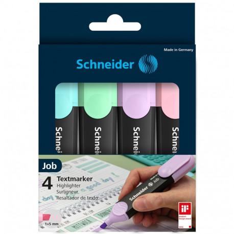 Tekstimarker Schneider Job Pastel highlighter, 4tki