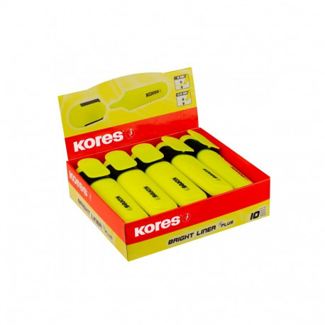 Tekstimarker KORES BRIGHT LINER, kollane (2 tk)