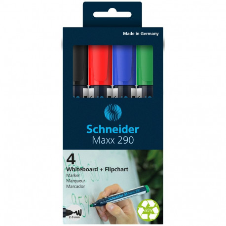 Tahvlimarker Schneider Maxx 290, 2-3mm, komplektis 4 tk