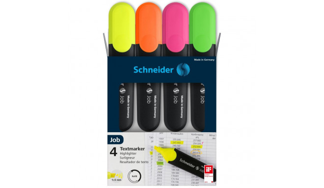 Tekstimarker Schneider Job 1-4,5mm, 4-värvi