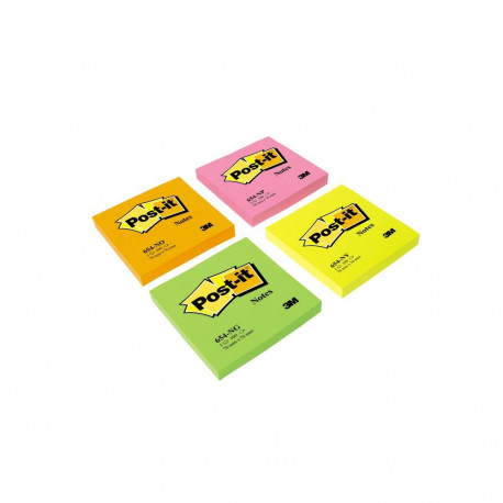 Märkmepaber Post-it Neon 76x76 mm, neoonroheline 3Re
