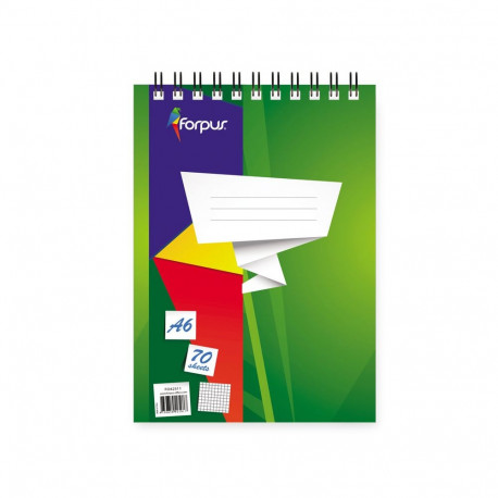 Märkmeplokk spiraalköites Forpus kaanega A6 70l ruuduline (2 tk)