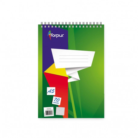 Märkmeplokk spiraalköites Forpus kaanega A5 70lehte ruuduline (2 tk)