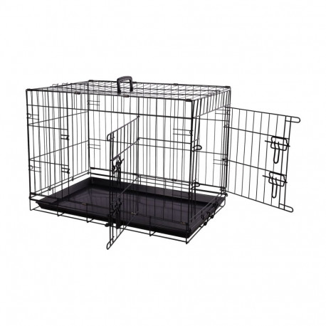 Flamingo black metal cage for the Mezo dog M 47x77x55cm