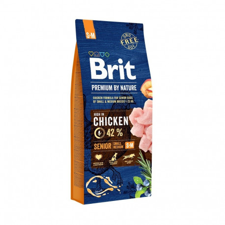 Brit Premium by Nature Senior S+M полноценный корм для собак 15кг
