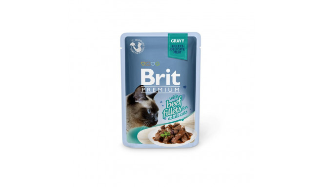 Brit Premium Cat Delicate Beef Fillets in Gravy wet cat food 85g