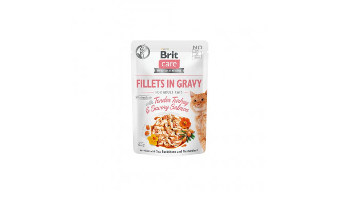 Brit Care Fillets in Gravy Tender Turkey & Savory Salmon влажный корм для кошек 85г