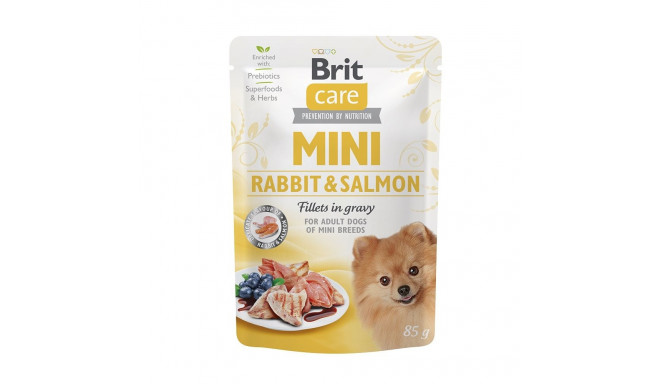 Brit Care Mini pouch Rabbit & Salmon fillets in gravy einekotike koertele 85g