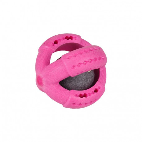 Flamingo dog toy tennis ball ø 11cm with rubber pink cover