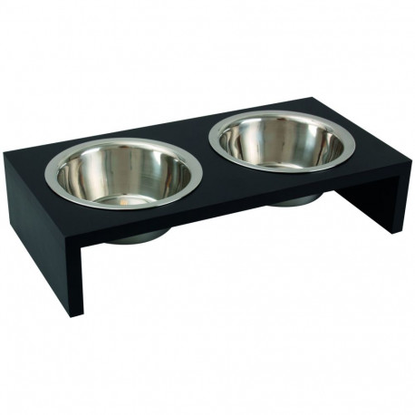 Flamingo metal bowls on wooden base 2x220ml