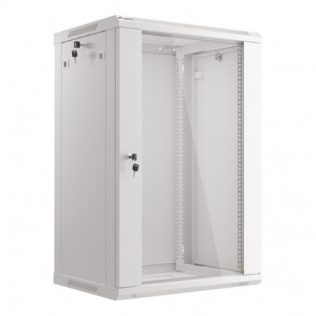 RACK CABINET 19" WALL-MOUNT 18U/600X450 (FLAT PACK) WITH GLASS DOOR GREY LANBERG V2