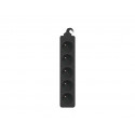 Power strip 3m, black, 5 sockets, cable made of solid copper