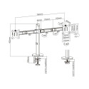 Built-in bracket for two Deluxe Ergo Office monitors, 17"-32", max. 9kg, ER-449