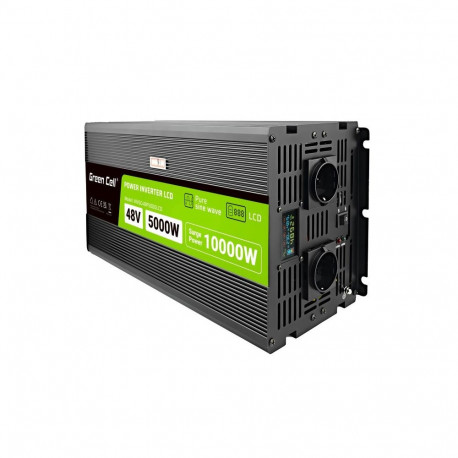 Green Cell PowerInverter LCD 48 V 5000W/10000W autoinverter ekraaniga puhas siinus 10 kVA must