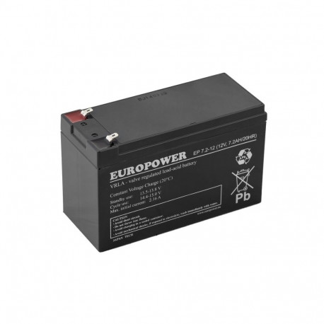 EUROPOWER EP Series AGM Battery 12V 7.2Ah (Service Life 6-9 Years)