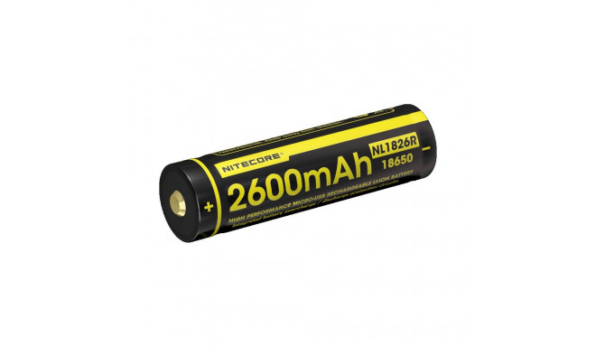 Nitecore battery 18650 2600mAh rechargable with Micro-USB-C