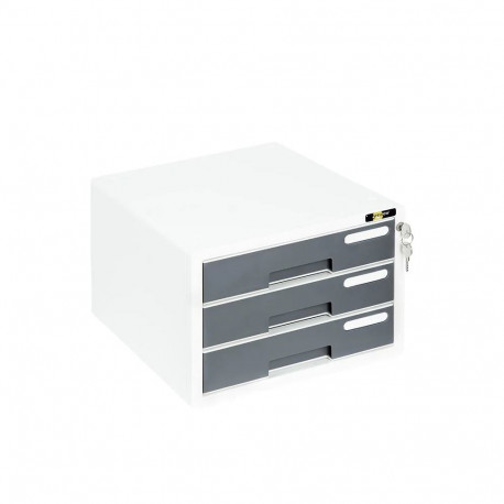 Document cabinet Yellow One YL-SP03 plastic - 3 trays with lock, grey