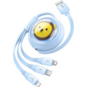 BASEUS retractable cable USB to Micro/Lightning/Type C 3w1 Leo 1.1m blue CB000063