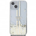Original faceplate case GUESS GUHCP15SLFCSEGT for iPhone 15 (Liquid Glitter Gold Stripes / transpare