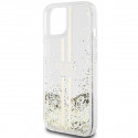 Original faceplate case GUESS GUHCP15SLFCSEGT for iPhone 15 (Liquid Glitter Gold Stripes / transpare