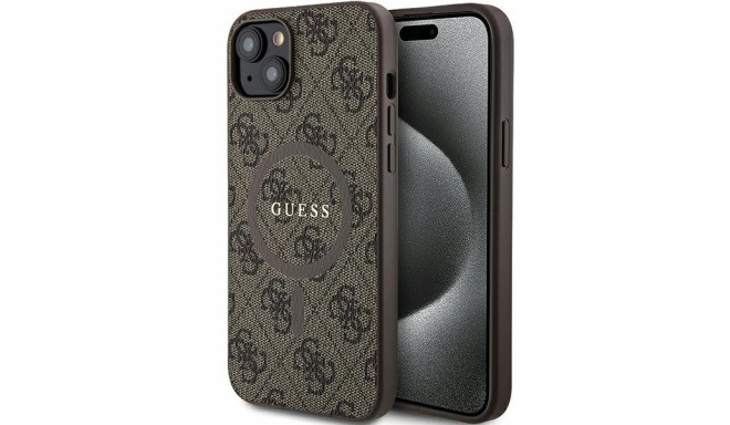 GUESS case for IPHONE 14 compatible with MagSafe GUHMP14SG4GFRW (4G Ring classic logo) brown