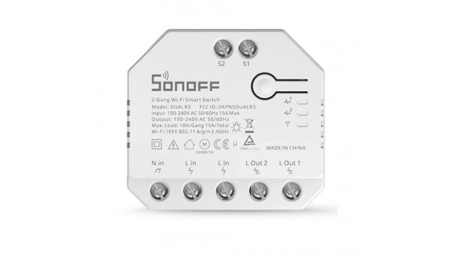 Dual Relay Wi-Fi Smart Switch DUAL R3 LITE, 2-ch, 230V 2x1650W, SONOFF