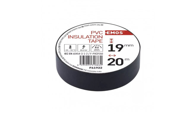 Elektriisolatsioonilint PVC 0,13x19mm (20m), must