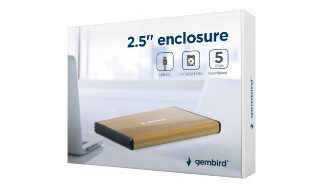 GEMBIRD EE2-U3S-3-GL USB 3.0 2.5inch HDD enclosure brushed aluminum gold