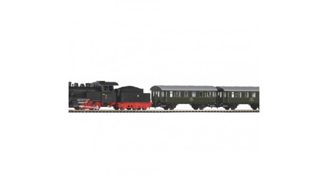 Starter Set Passenger Train with Steam loco PKP, PIKO A-Track w. Railbed