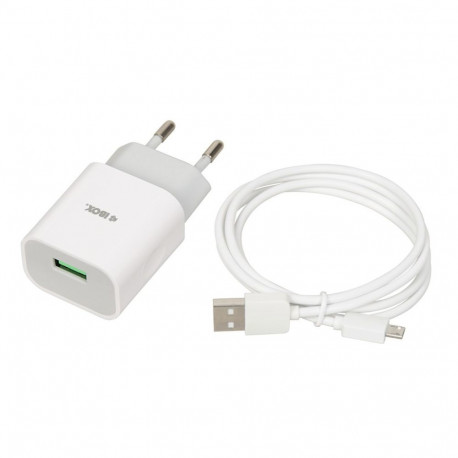 Power charger iBOX C-41 USB 2A, 1 USB port, microUSB kaabel, valge