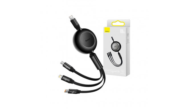 Baseus Bright Mirror 4, USB-C 3-in-1 cable for micro USB / USB-C / Lightning 100W / 3.5A 1.1m (Black
