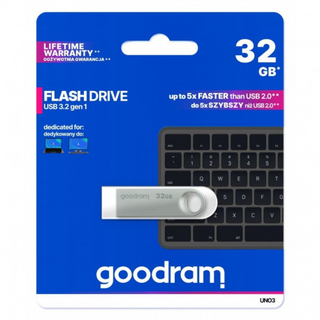 UNO3 32GB USB 3.2 Gen1 hõbedane mälupulk