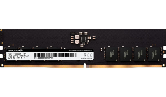 Team Group RAM DDR5 16GB 5600 CL 46 Single-Kit DIMM TED516G5600C4601 Elite XMP black