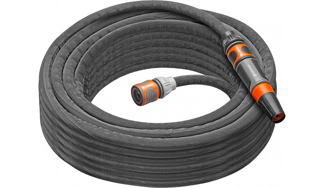 Gardena Textile Hose Liano Life 1/2, 15 meter set (dark grey/orange, model 2023, incl. cleaning nozz