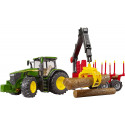 Bruder John Deere 7R 350 m forwarding trailer, model vehicle (green/red, incl. 4 tree trunks)