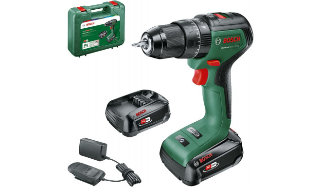 Bosch cordless impact drill UniversalImpact 18V-60 (green/black, 2x Li-ion battery 2.0Ah, case, POWE