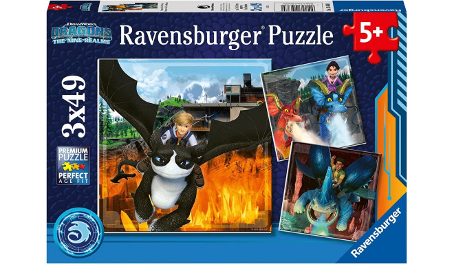 Ravensburger children's puzzle Dragons: The 9 Worlds (3x 49 pieces)